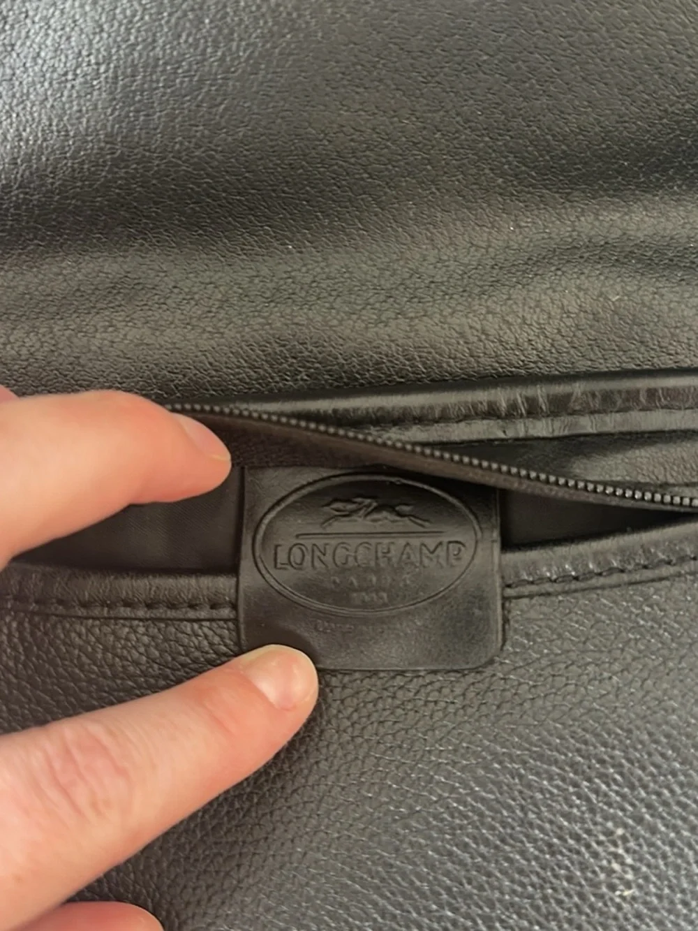 Longchamp Black Leather Shoulder Bag